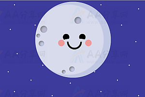 CSS+SVG绘制卡通风格笑脸月球特效动画