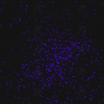 蓝色弹珠粒子急速聚集分散跟随鼠标轨迹晃动canvas动画