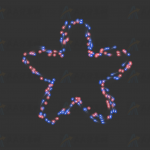 多彩气泡粒子球体灯泡组成动态五角星图案js特效动画