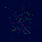 数百个多彩圆球形表情包粒子随机飘散js动画