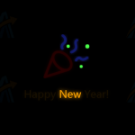 多彩霓虹灯烟花闪烁效果新年快乐特效动画