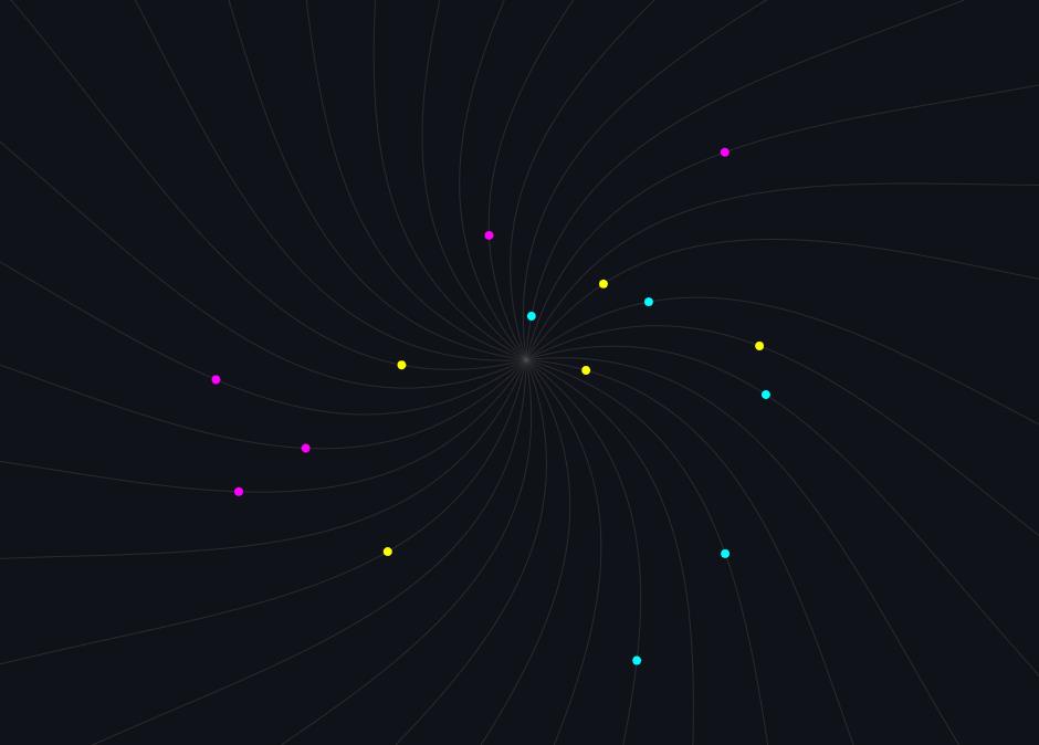 多彩圆球放射状曲线移动js动画背景