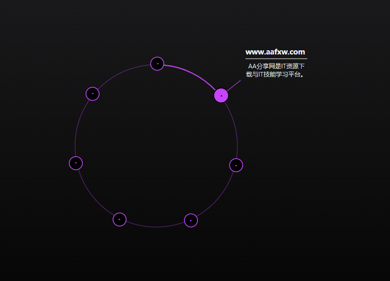 炫酷圆环形导航菜单鼠标经过节点动态展示js效果